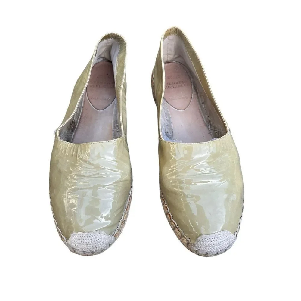 BRUNELLO CUCINELLI Green Patent Leather Espadrilles 36.5